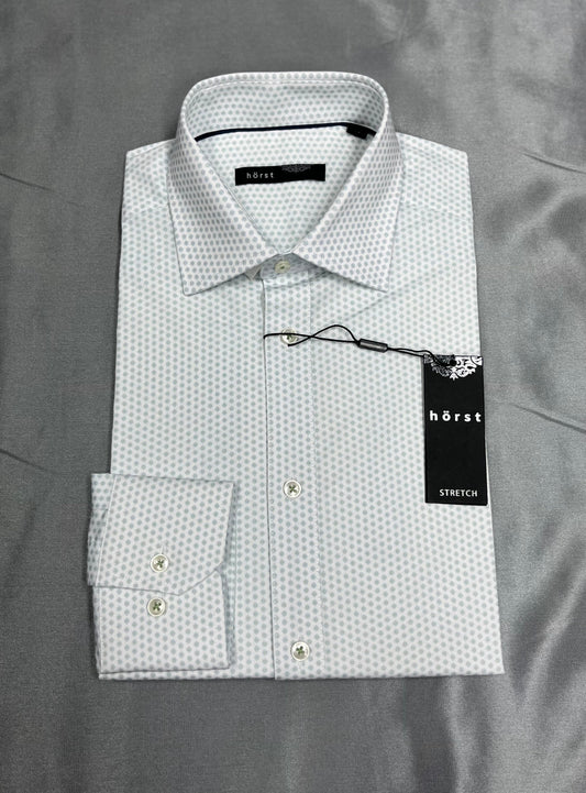 White w/ Green Design Dress Shirt By Horst